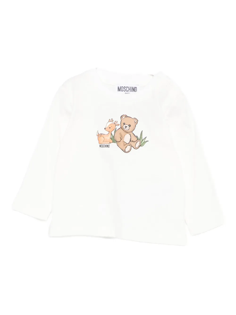 

Топ с принтом оленя и медведя Moschino Kids, белый