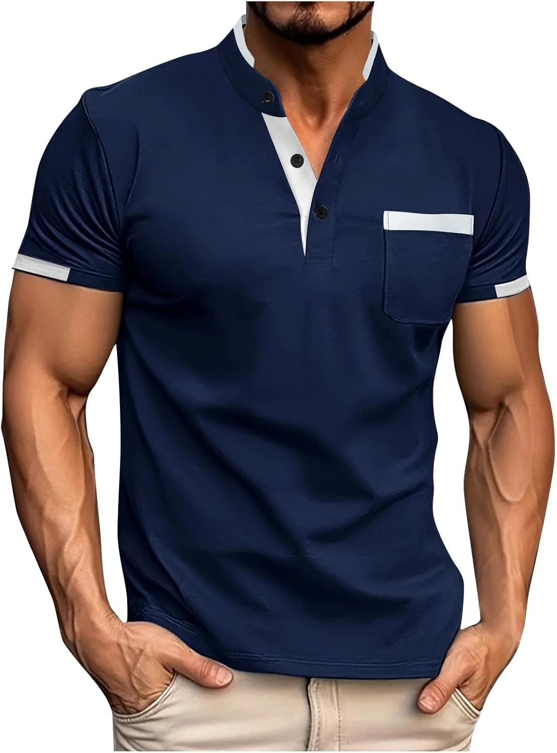 

Мужская поло с коротким рукавом, Casual, летняя, классический крой