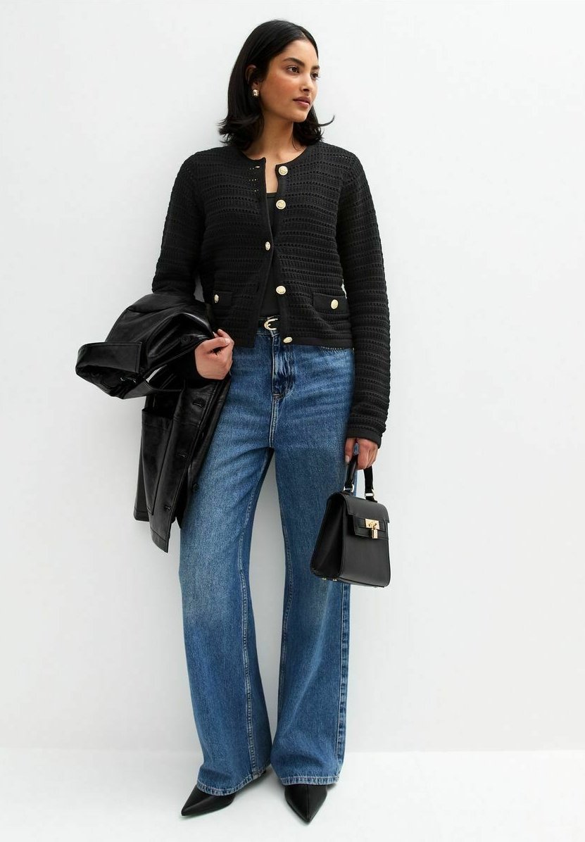

Кардиган OPEN BUTTON DETAIL New Look, черный