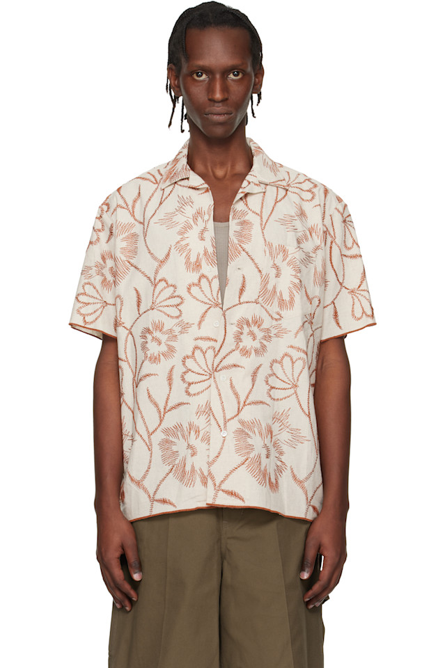 

Вышитая футболка с коротким рукавом Toga Virilis, бежевый