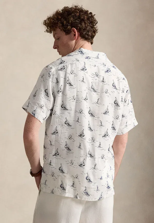 Рубашка Polo Ralph Lauren Classic fit nautical print linen shirt, белый — фото 3