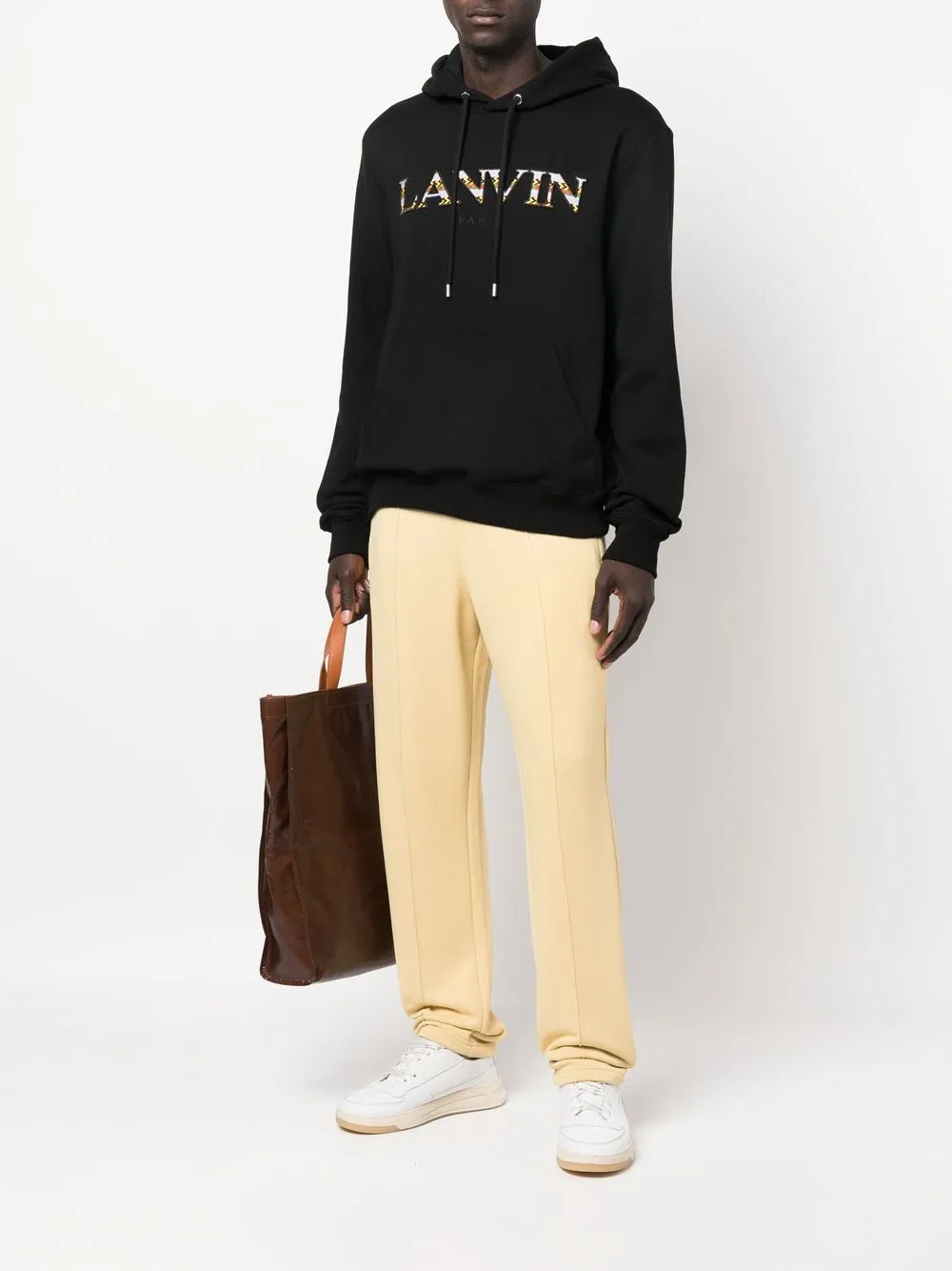 Худи с карманом-муфтой и вышитым логотипом Lanvin, черный — фото 2