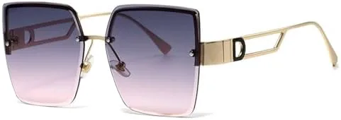 

Солнцезащитные очки 2027 года для женщин, градиентные безободковые солнцезащитные очки для мужчин, ретро-очки, защита от ультрафиолета UV400 MTZJH, Gray Pink