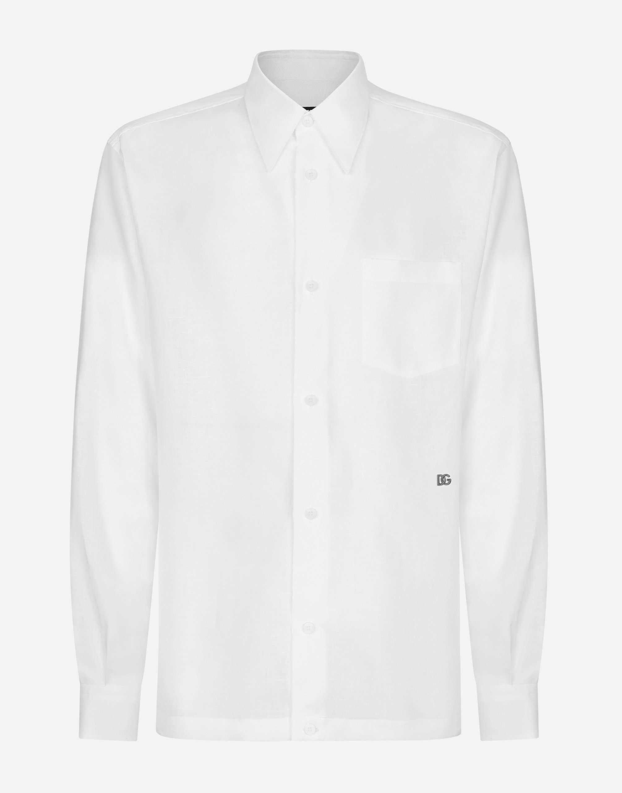 

Льняная гавайская рубашка с фурнитурой dg Dolce & Gabbana, белый