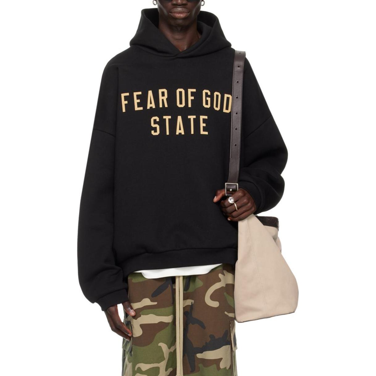 Толстовка с капюшоном из флиса Fear Of God Essentials, цвет Обсидиановый черный/Черный — фото 4