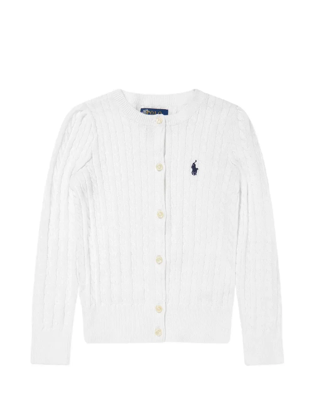 Кардиган фактурной вязки с логотипом Polo Ralph Lauren Kids, белый