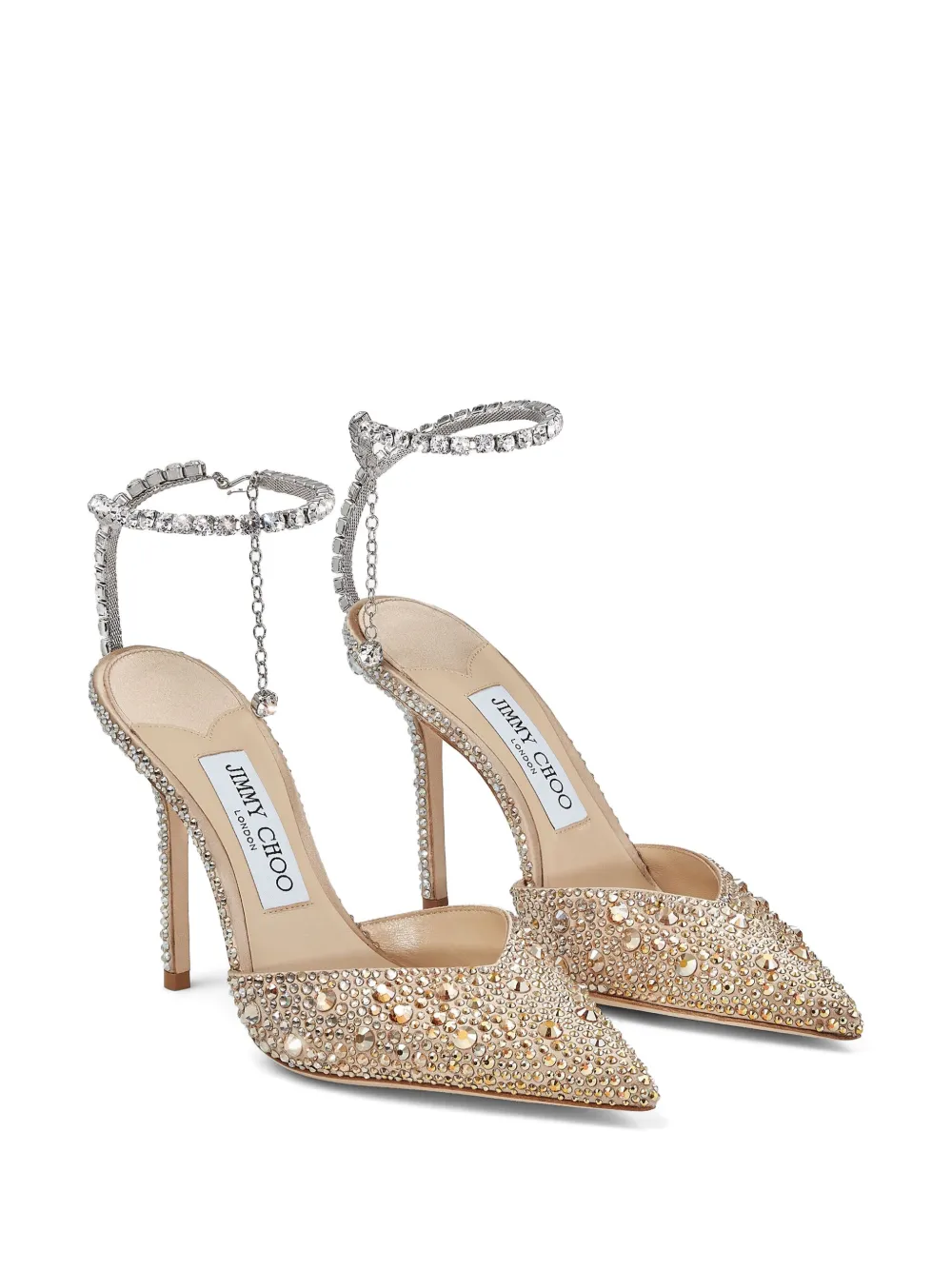 Туфли Saeda 100 с кристаллами JIMMY CHOO, золотой — фото 2