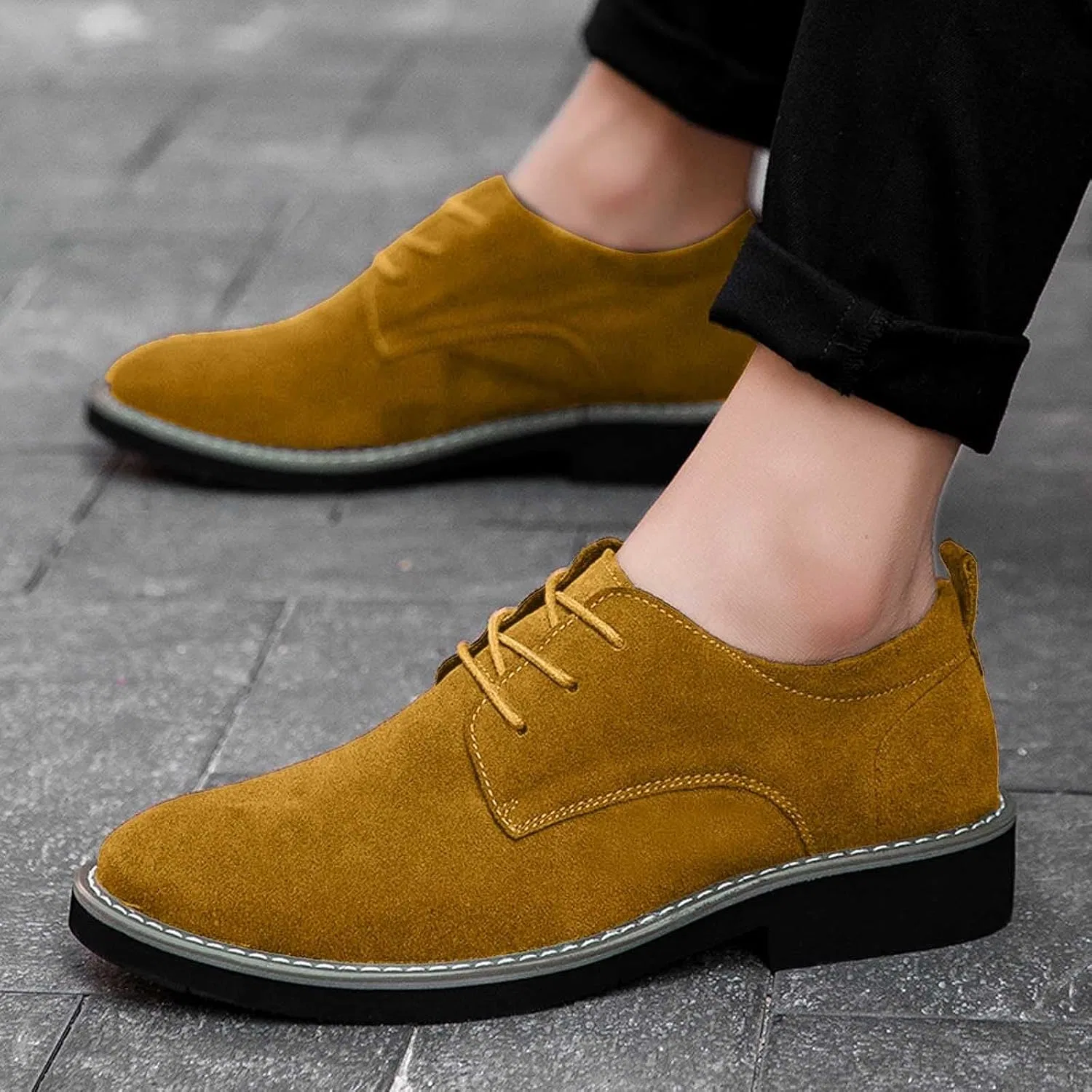 Lässige Stiefeletten, Flache Schnürschuhe, Bequeme Alltagskleidung, langlebige, стильные ботинки для джинсов, die ganze Saison über Generic, Gelb — фото 2