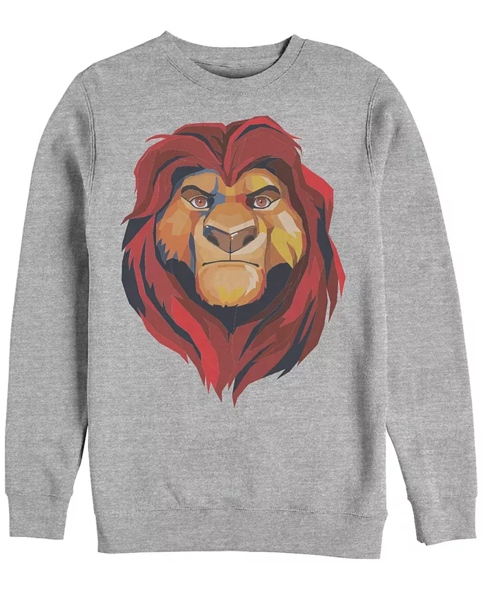 

Disney Мужская толстовка Lion King Mufasa Geometrics с круглым вырезом, флисовая Fifth Sun, серый