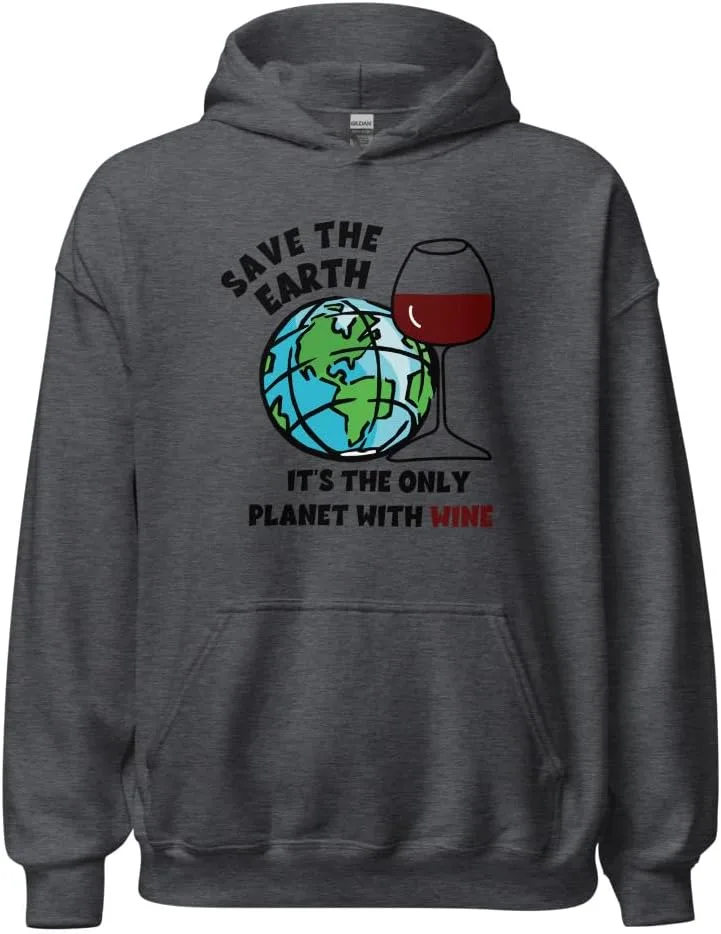 Толстовка Save The Earth Day Only Planet with Wine Drinkers Tasting Lovers Gift Generic, Dark Heather