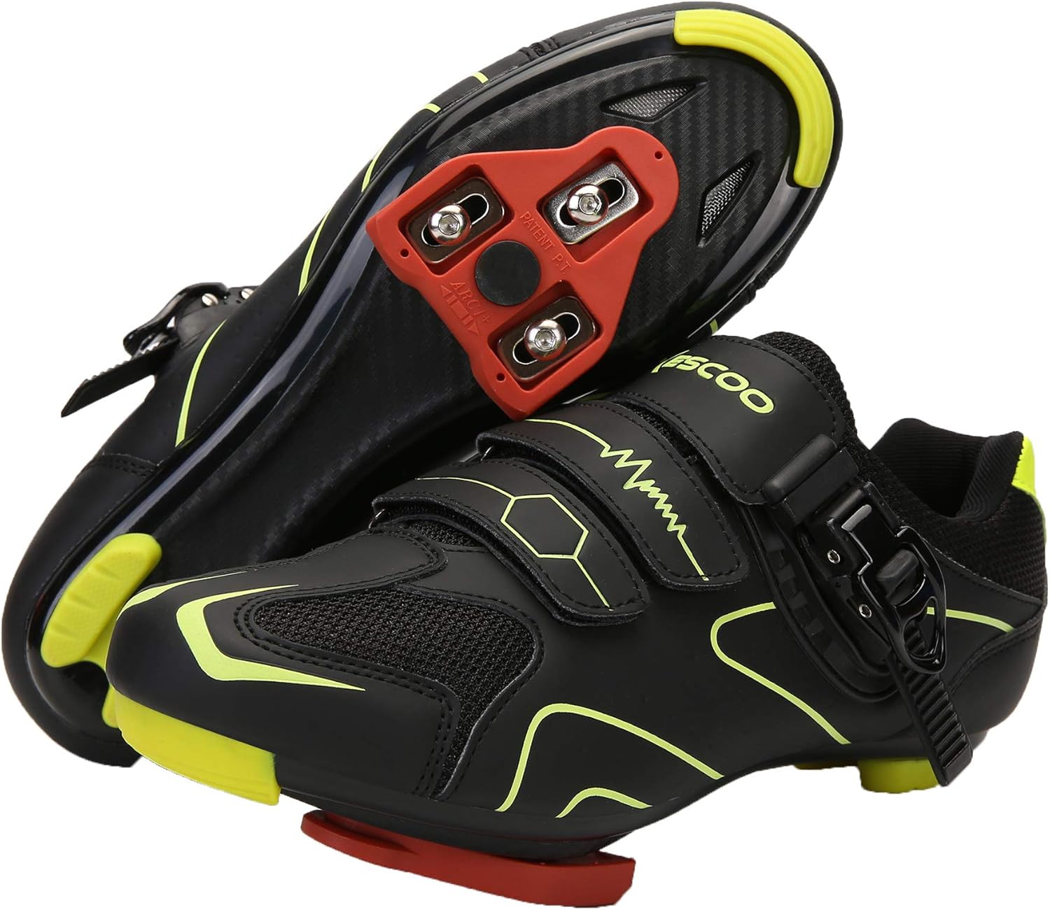 

Велотуфли унисекс, совместимые с велотуфлями Pelaton для езды на шоссейных велосипедах в помещении, подходят для мужчин и женщин. Крепления Delta Cleats Clip для педалей для езды на открытом воздухе KESCOO, черный/желтый