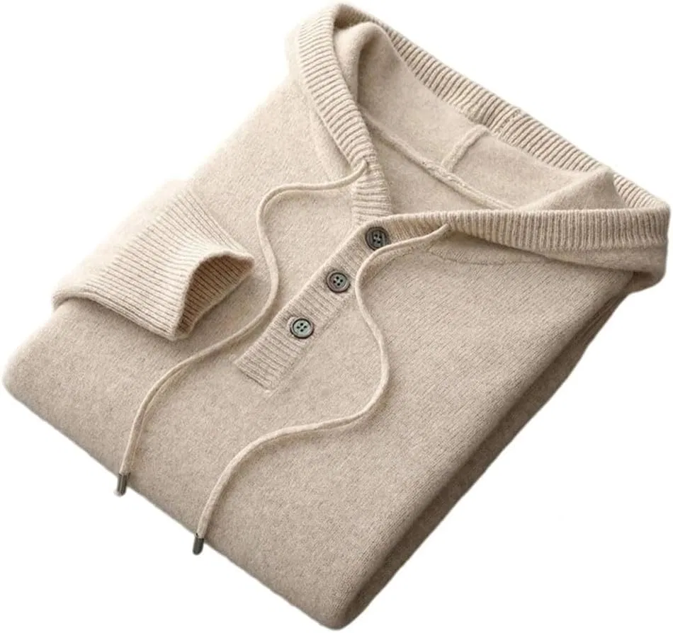 Свитер мужской с капюшоном, Merino Wool, Light Lighttan