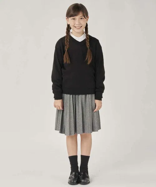 Свитер для детей BEAMS SCHOOL, однотонный, с логотипом, тёмно-синий — фото 3