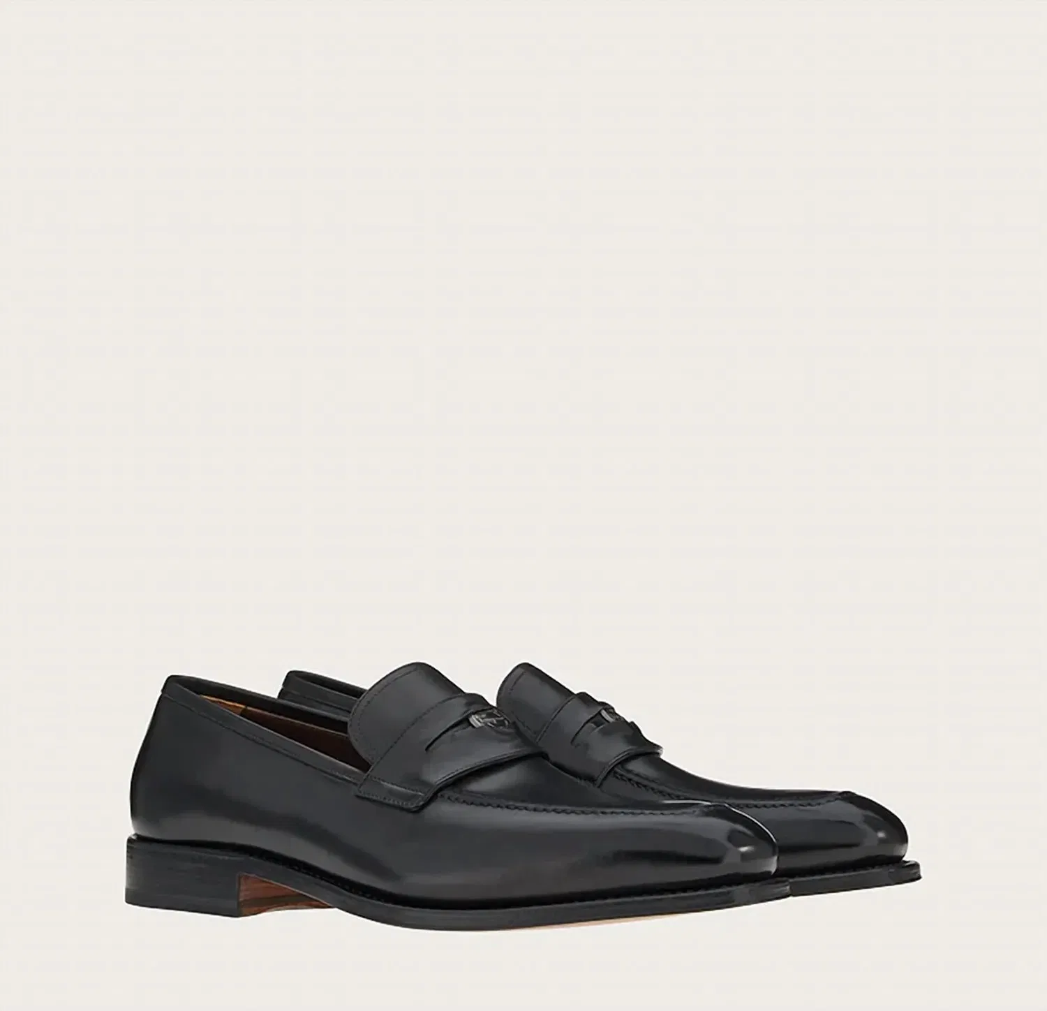 Salvatore Ferragamo Мужские кожаные лоферы Penny черного цвета — фото 2