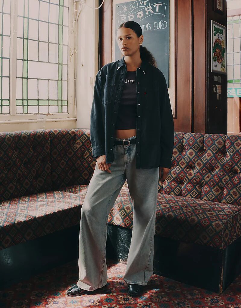 

Джинсовая рубашка Levi's Teodora в стиле вестерн с металлическим воротником, черная