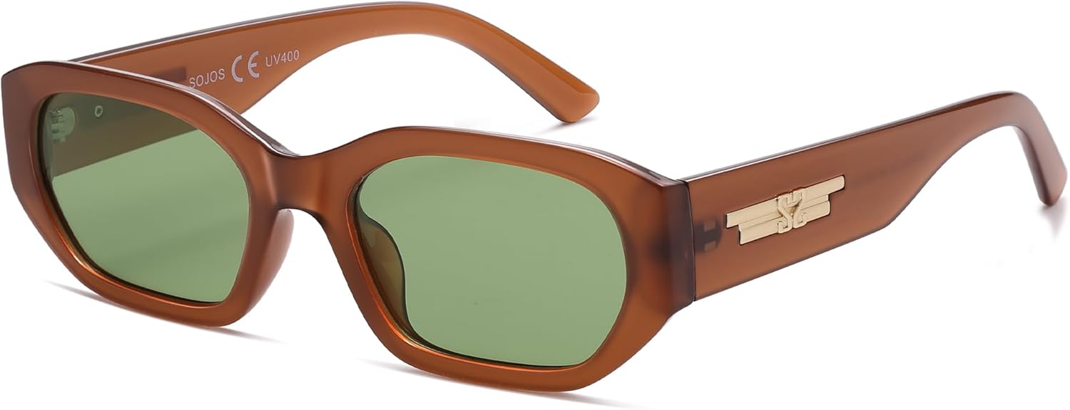 

Поляризованные солнцезащитные очки SOJOS для женщин и мужчин, ретро-прямоугольные солнцезащитные очки в модной шестиугольной оправе, в стиле 80-х и 90-х годов, модель SJ2324, Brown