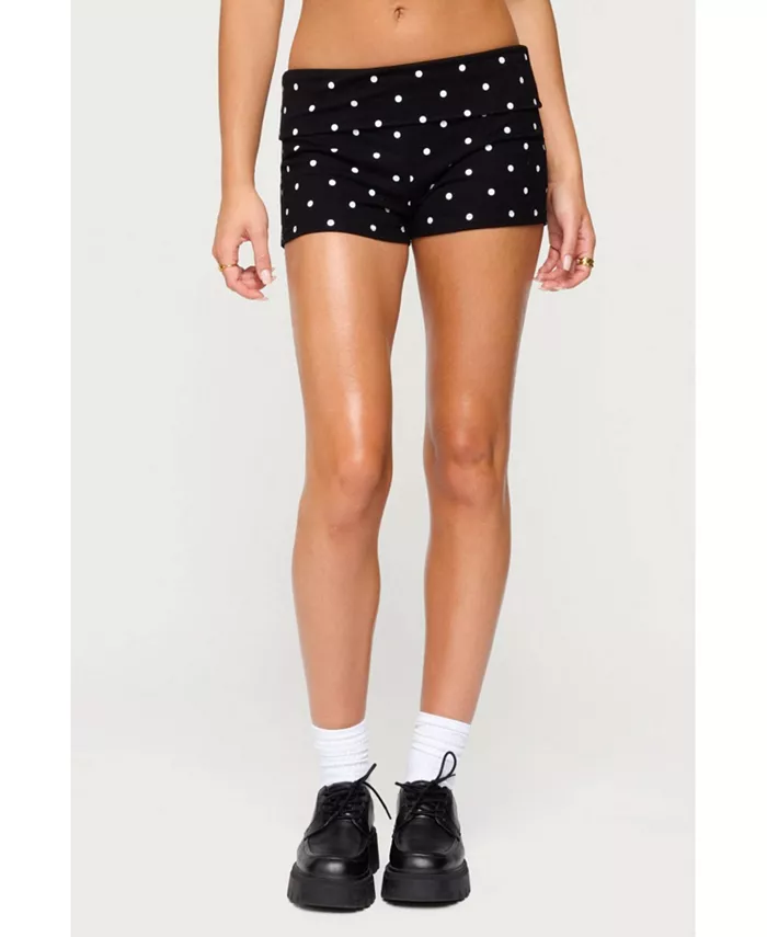 

Женские шорты Chelsie Polka Dot с отворотом Edikted, черный