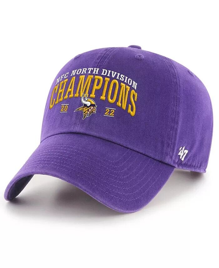 

Мужская фиолетовая регулируемая кепка Minnesota Vikings 2022 NFC North Division Champions Clean Up '47 Brand