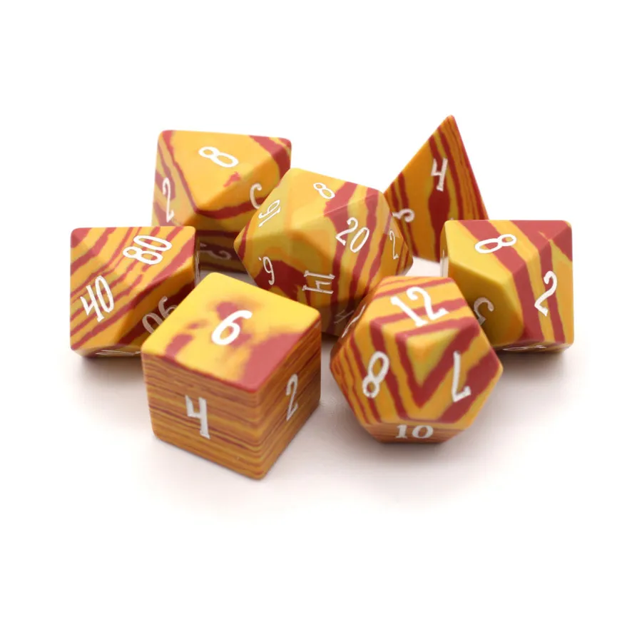 

Poly Set Salamander Stone с белым (7), Wood and Metal Dice (Dice Envy)