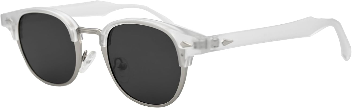 

Классические поляризованные солнцезащитные очки Onrtry для мужчин и женщин, полуободковая оправа, модные ретро-очки от дизайнера, A06 Transparent&silver Frame/Grey Lens