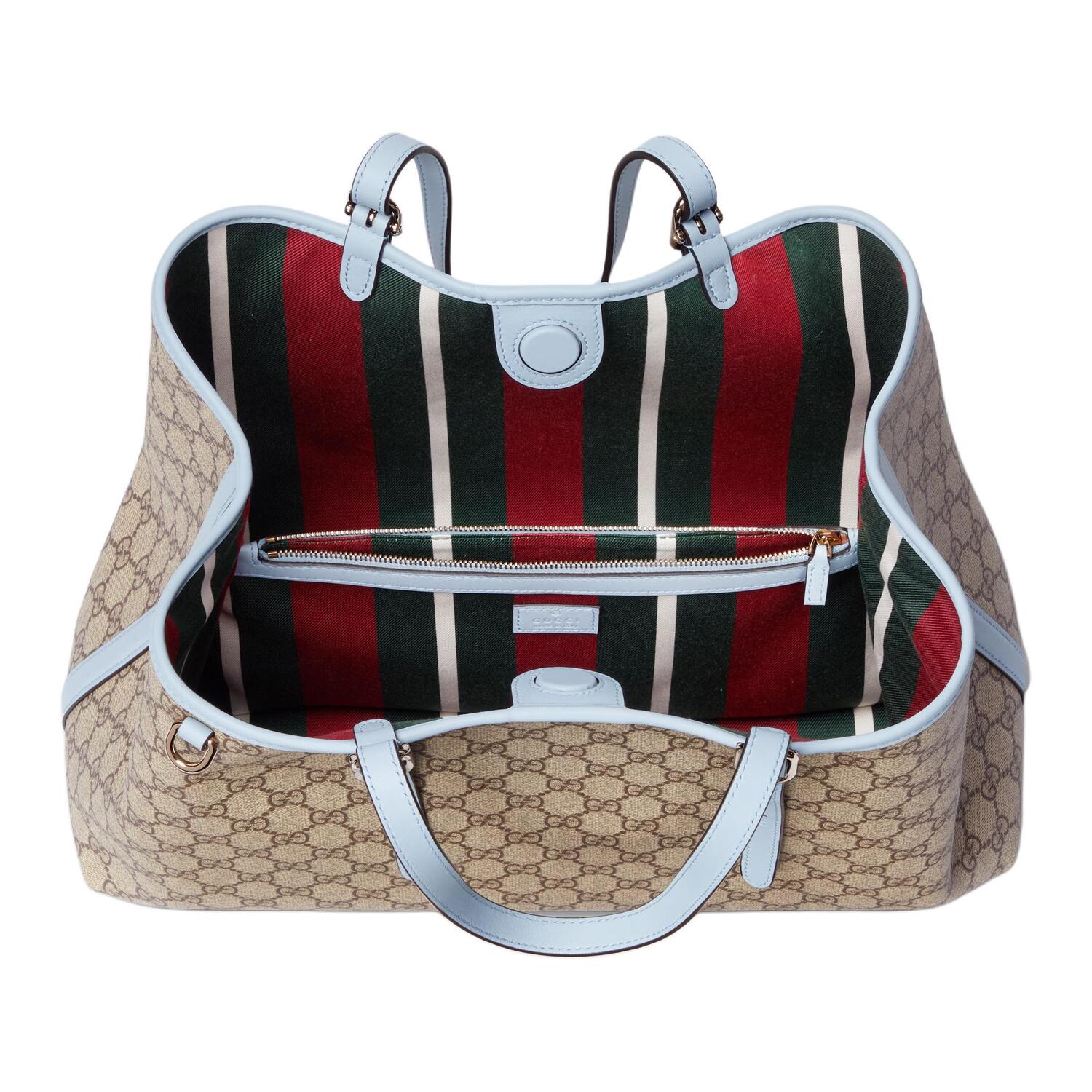 Сумка GUCCI GG Emblem из канваса с покрытием, бежевая с темно-коричневым — фото 4