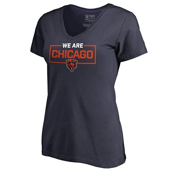 

Женская футболка Chicago Bears We Are Icon с V-образным вырезом в темно-синем цвете Unbranded