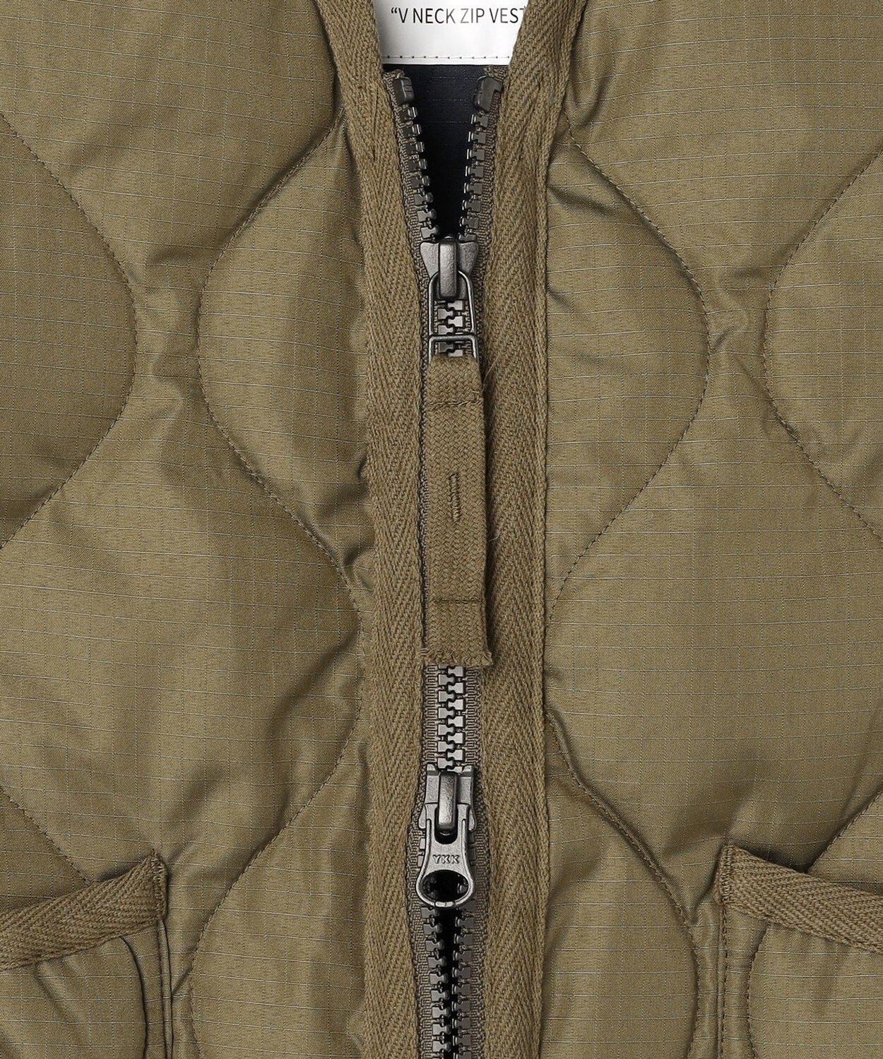 Пуховый жилет TAION Military Zip V-Neck (унисекс) (размеры 120-150 см) Unfilo, Dark Olive [054] — фото 4