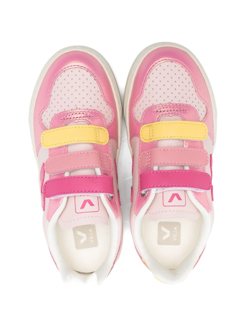 Кожаные кроссовки V-10 на липучках Veja Kids, розовый — фото 3
