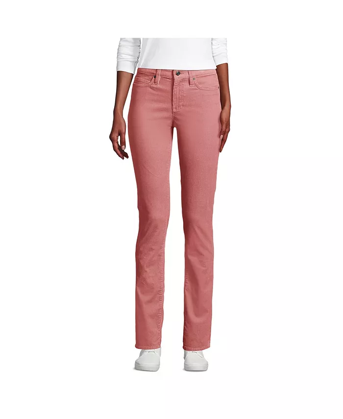 

Женские прямые вельветовые брюки со средней посадкой Lands' End, красный