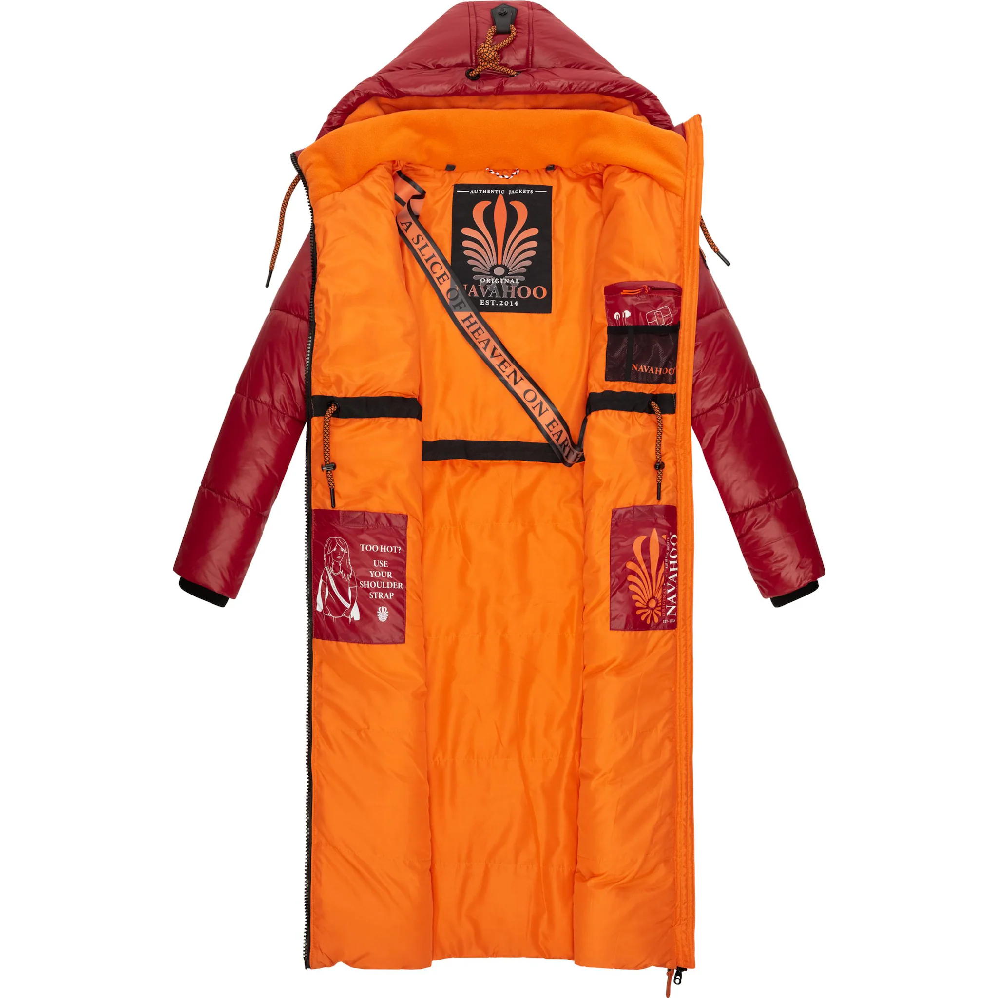 

Стеганое пальто Наваху "Schmuseengel", зимняя стеганая куртка на теплой подкладке с контрастными деталями Navahoo, красный