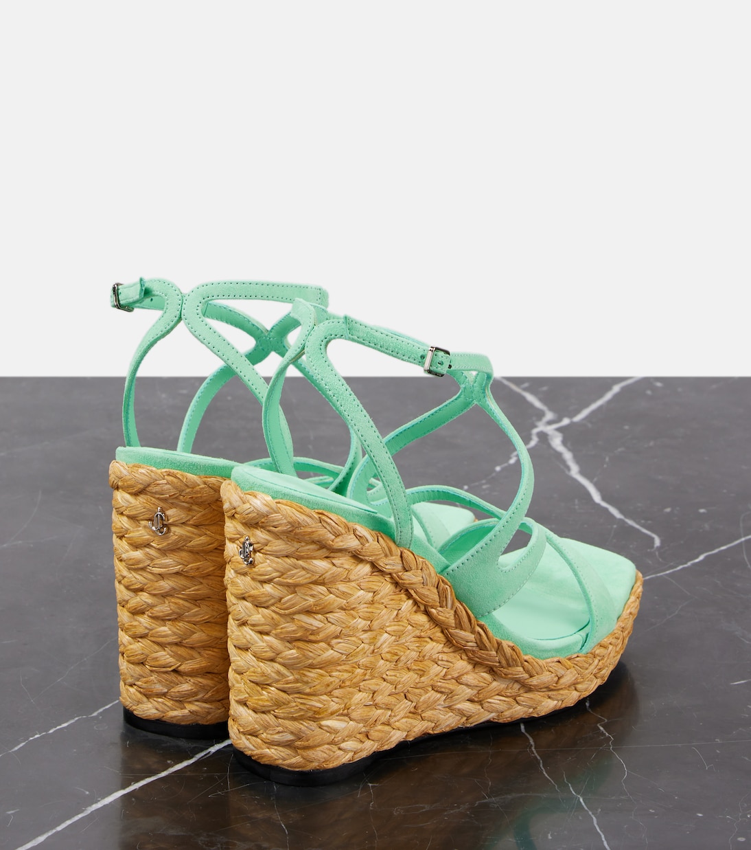 Замшевые эспадрильи Ayla 110 на танкетке Jimmy Choo, Aqua Green — фото 2