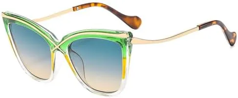 

Солнцезащитные очки «кошачий глаз» в винтажном стиле 2026 года для женщин, оправа с градиентным переходом цвета, защита от ультрафиолета UV400 MTZJH, Green