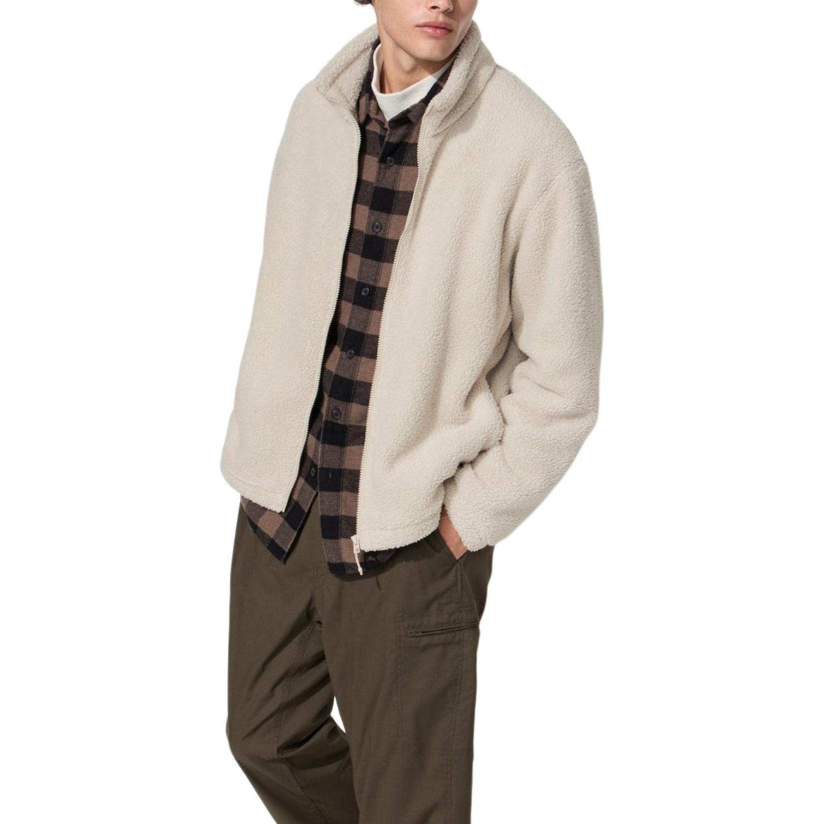 UNIQLO Пальто с бархатной текстурой Unisex Светло-бежевый — фото 3