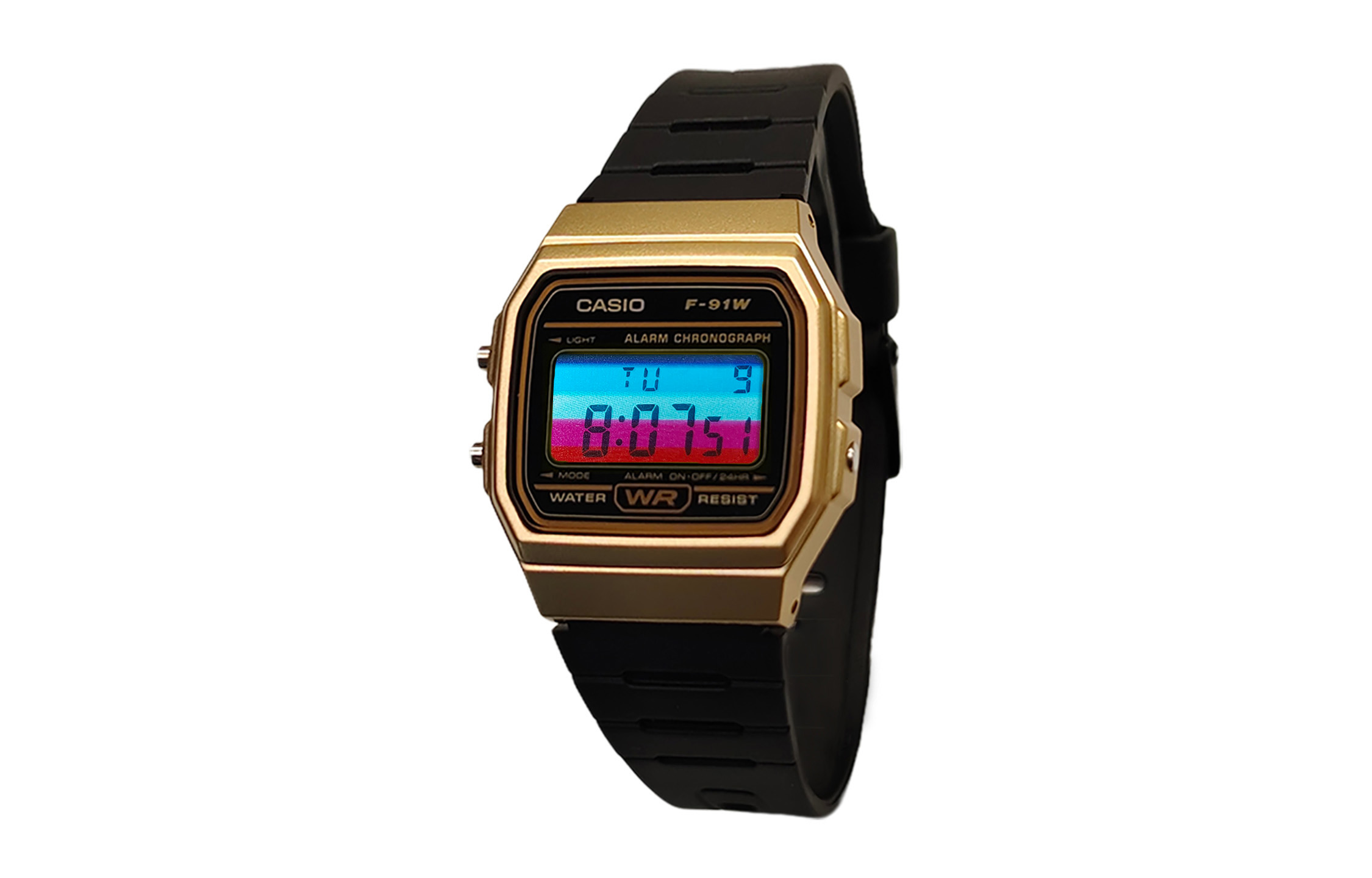 

CASIO Часы Retrofit Series Quartz Movement Resin Strap Watch Men's Watch Black Dial, Black Dial with Blue and Red Stripes, Watch Crystal