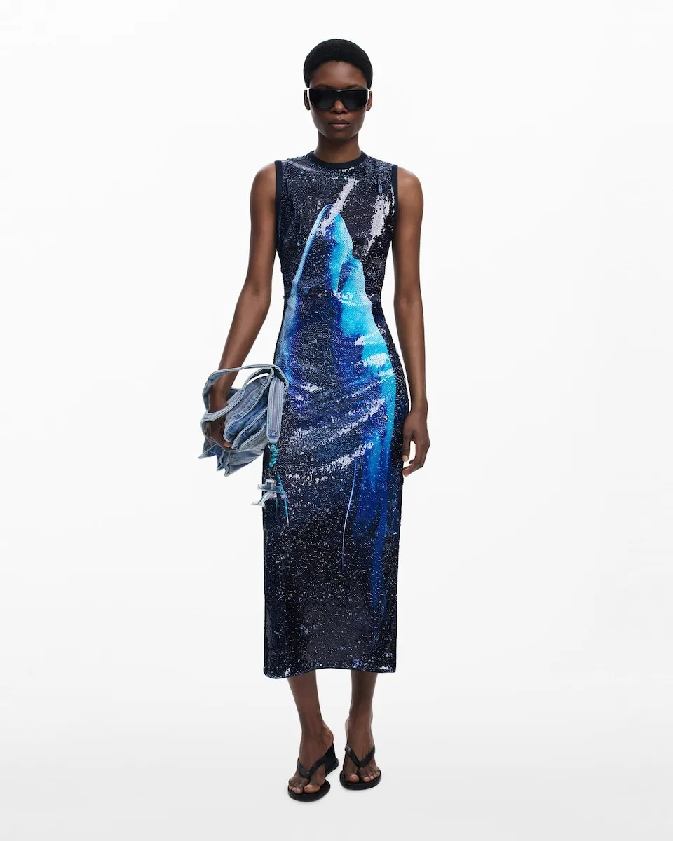 

Длинное платье с пайетками Botter Desigual, синий