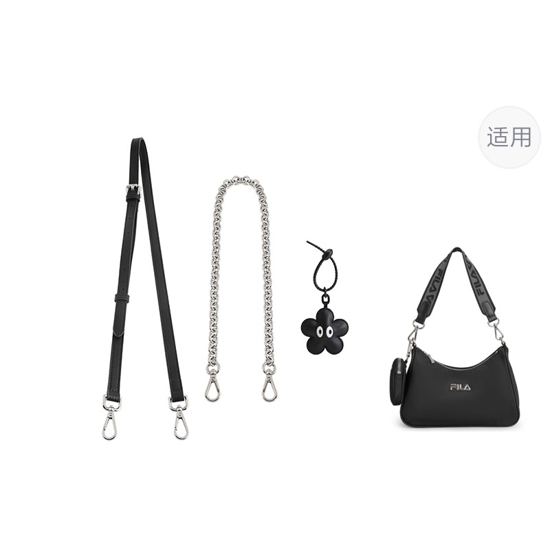 

Luxury Care Artisan Workshop Кожаная с холщовой лямкой женская сумка Black/Silver