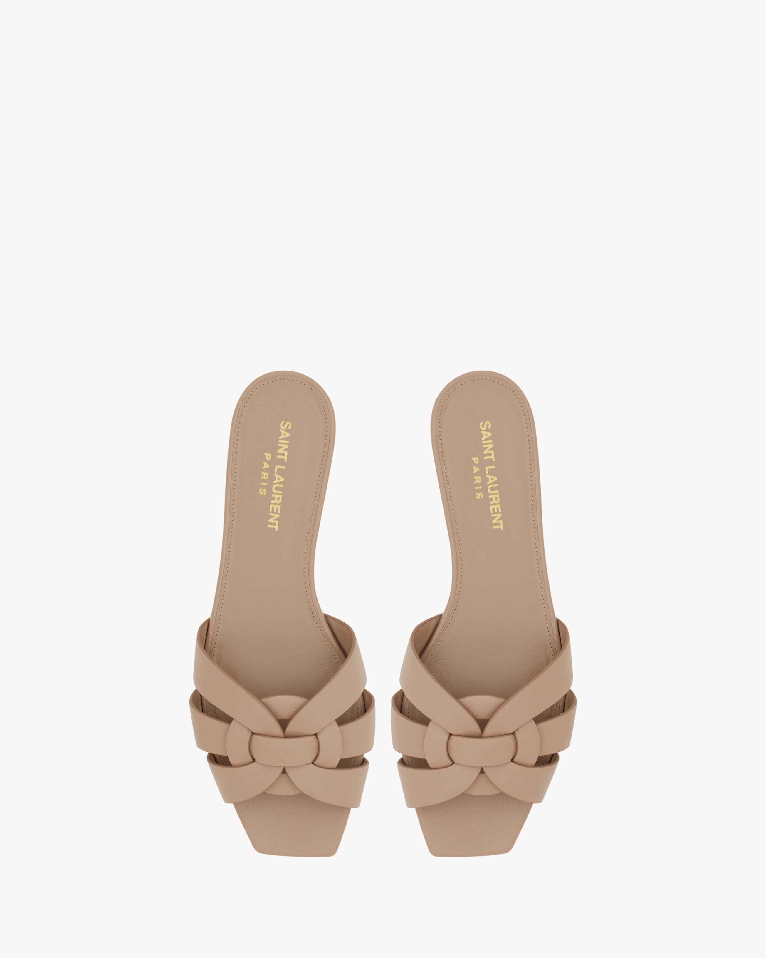 Мюли Tribute из гладкой кожи Saint Laurent, бежевый