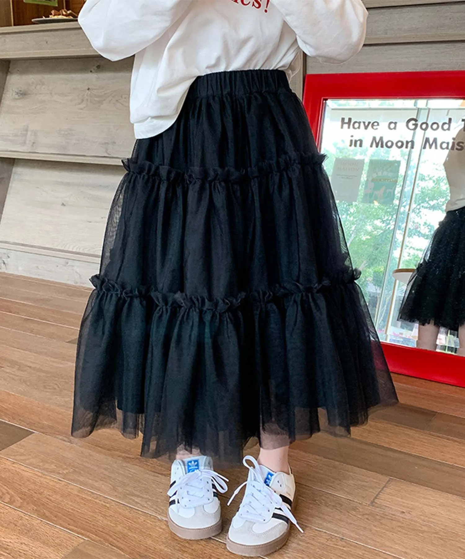 Многоярусная юбка из тюля Aimoha Kids, black — фото 3