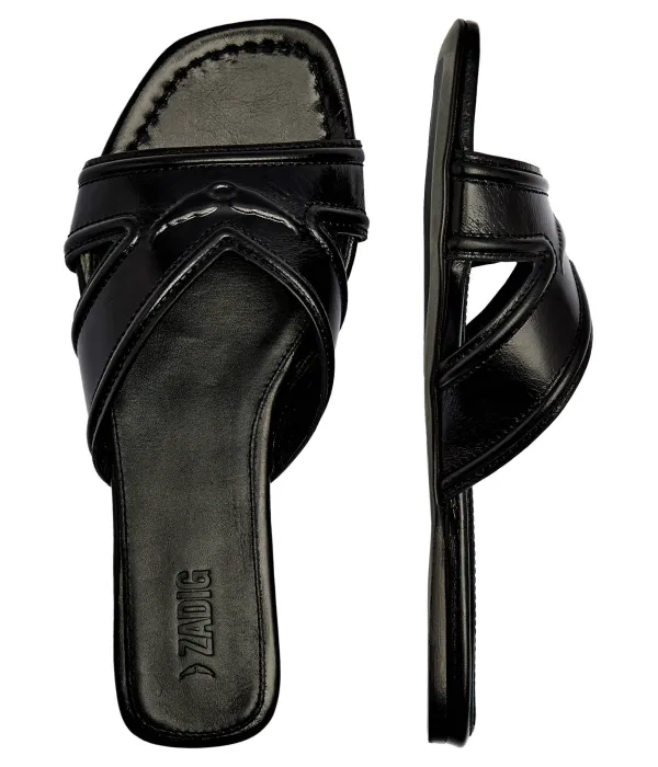 Тапочки из кожи Azora, мюли, сандалии Zadig&Voltaire, черный — фото 4