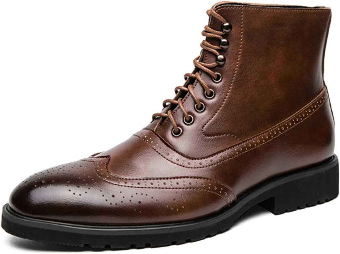 

Мужские кожаные ботинки Azttoztto с высоким берцем, антикварная отделка, оксфорды, ботильоны, Обувь на массивной подошве для повседневного и официального стиля, коричневый