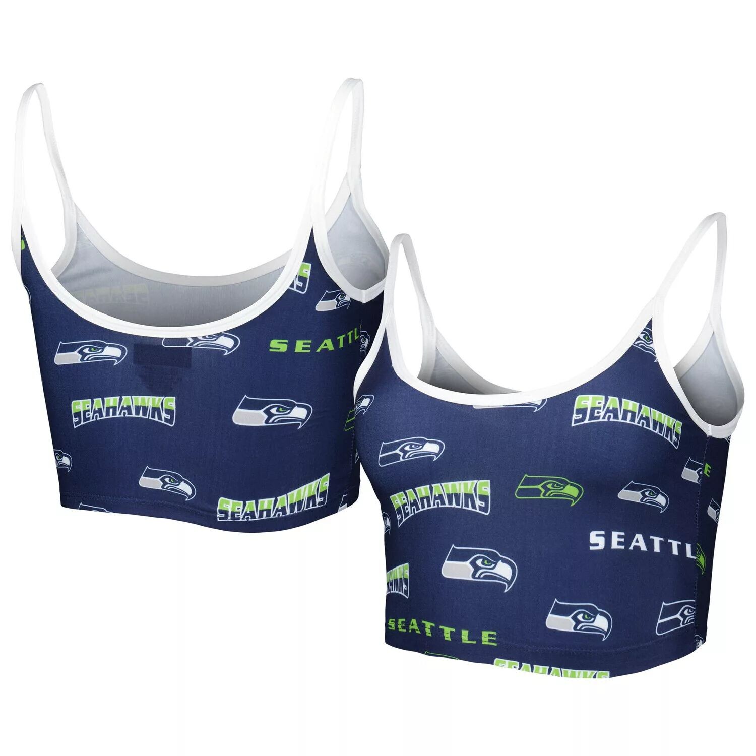 

Женский спортивный бюстгальтер Concepts Sport College Темно-синий/белый Seattle Seahawks Breakthrough Allover Knit Sports Bra
