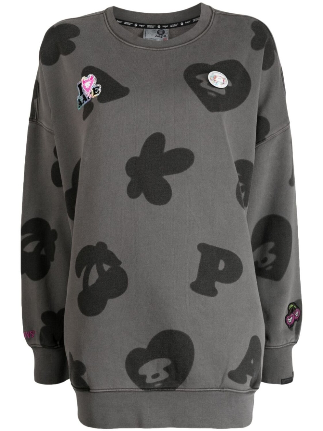 

A Bathing Ape толстовка с круглым вырезом и логотипом, серый