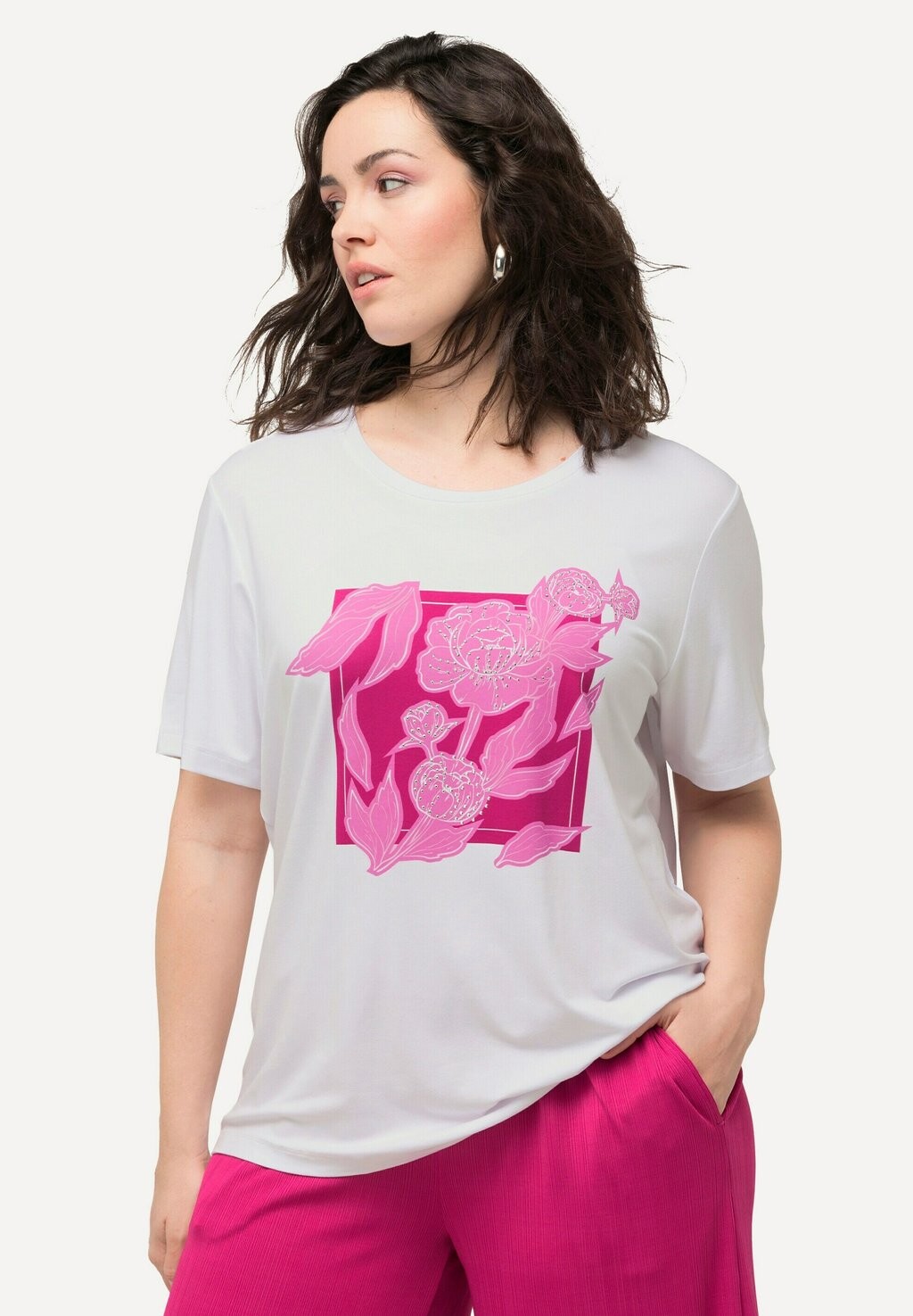 

Футболка с принтом FLORAL GRAPHIC SHORT SLEEVE Ulla Popken, белый