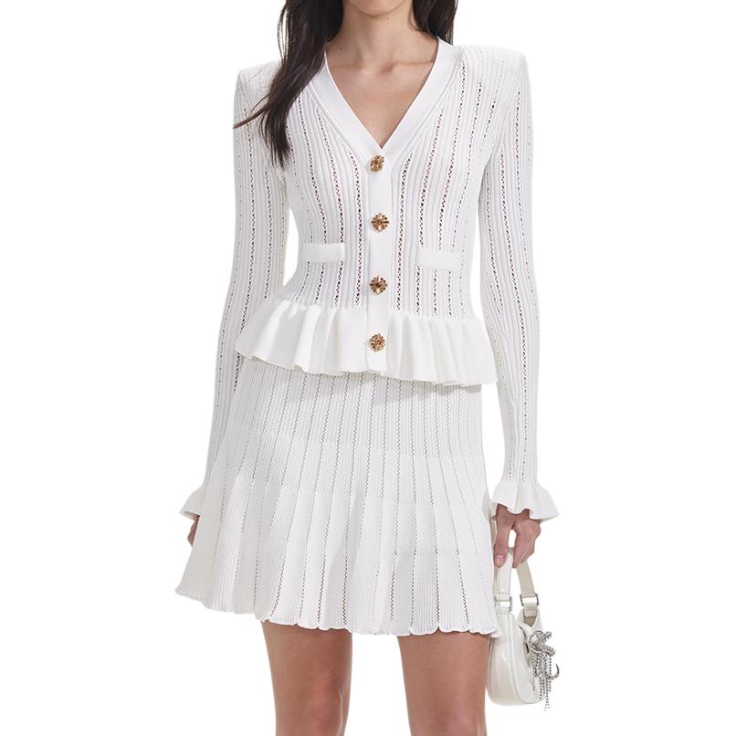 

Self-Portrait Длинное Платье с Длинными Рукавами Женское Чисто-белое