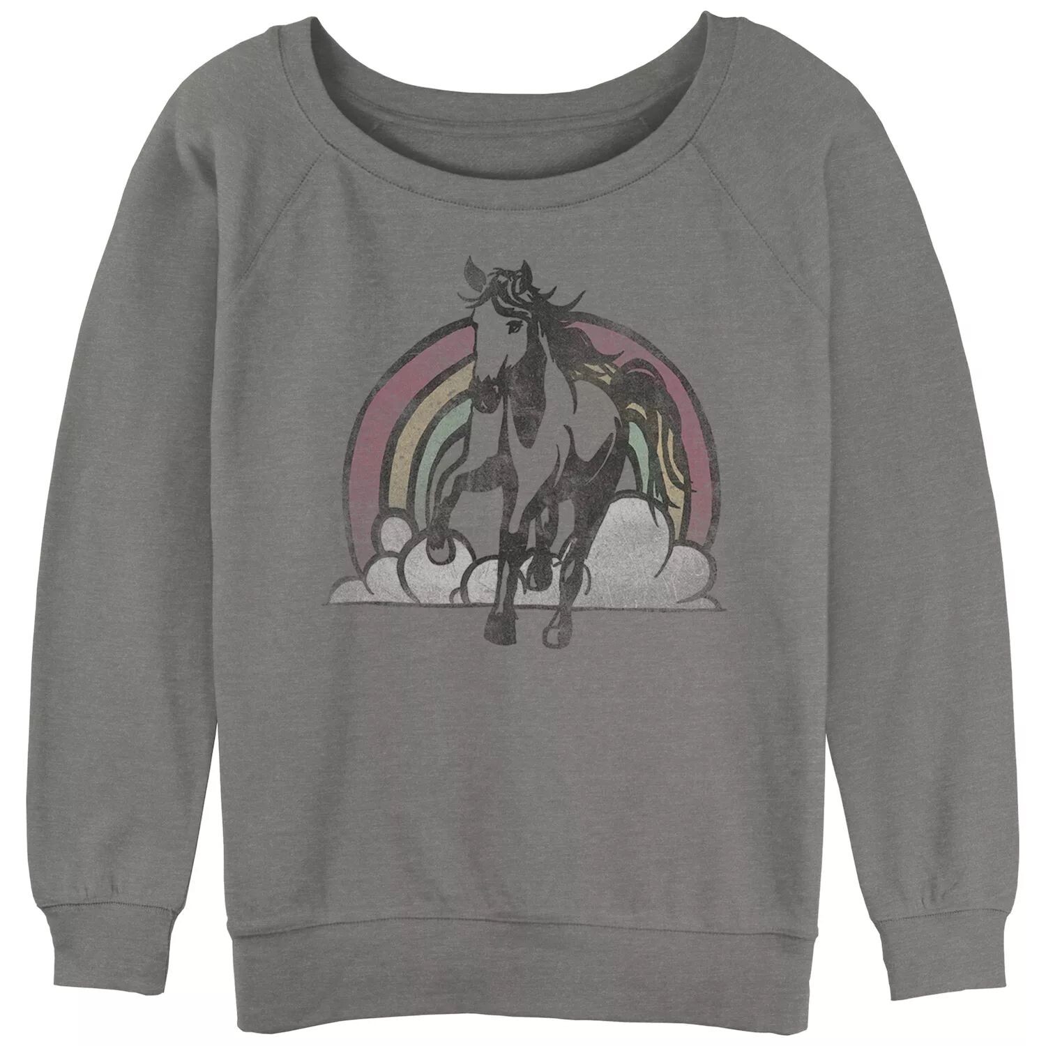 

Махровый пуловер с напуском и графическим рисунком Rainbow Cloud и Horse Sketch для юниоров Licensed Character