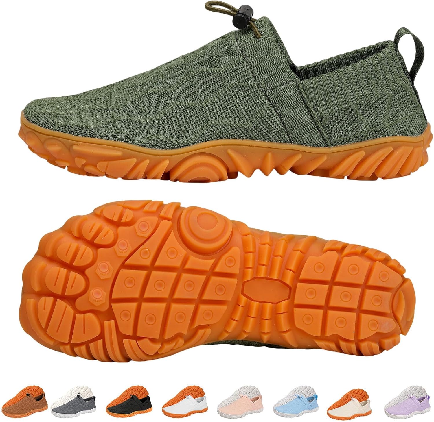 

Горные кроссовки для ходьбы для мужчин и женщин, с широкой носочной частью, противоскользящие, для бега, пляжа, плавания и бассейна Kiyenus, зеленый