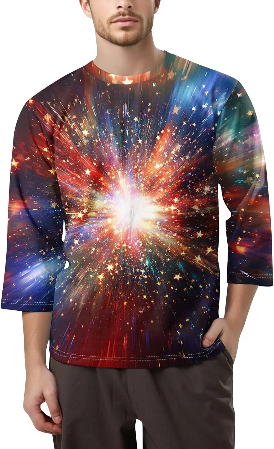 

Мужская бейсбольная футболка с принтом и рукавом 3/4 WENKOMG1