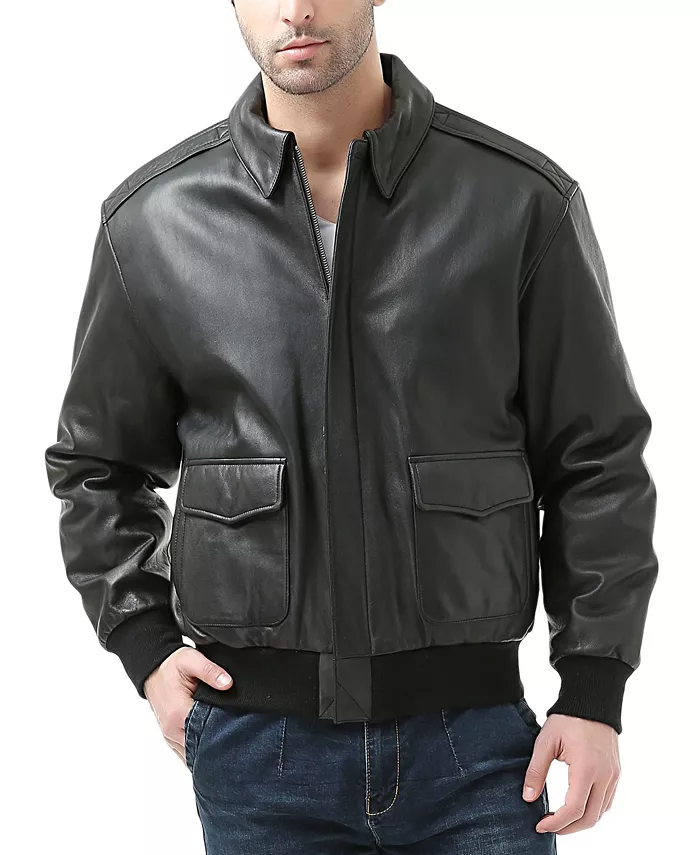 

Мужская кожаная летная куртка-бомбер A-2 Landing Leathers, черный