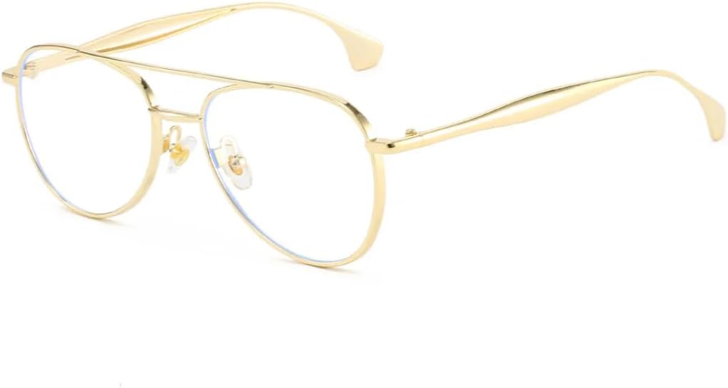 

Модные классические солнцезащитные очки для мужчин и женщин, металлические, с защитой от УФ-излучения UV400. Отлично подходят для путешествий TVTBBVV, Gold Transparent