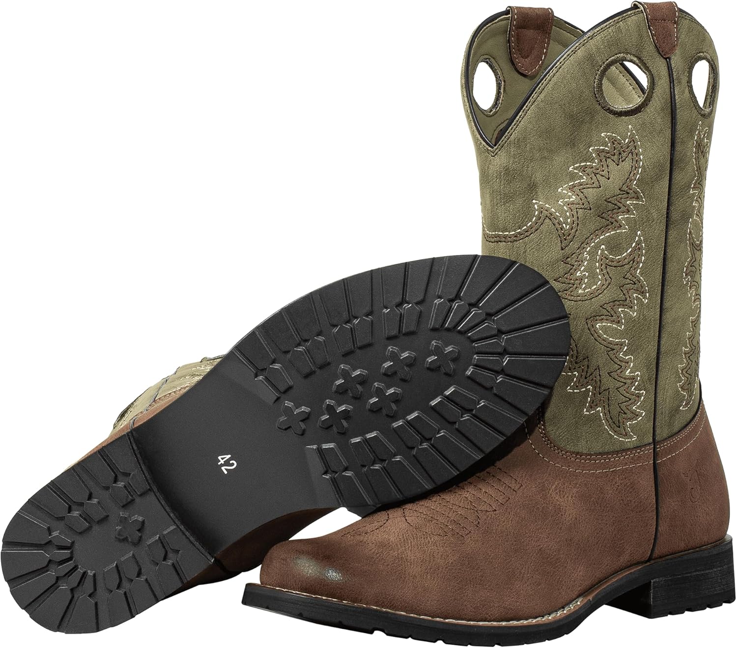 Мужские ковбойские ботинки J's.o.l.e Western, круглый носок, ботинки, без шнуровки, из ПУ кожи с вышивкой, повседневные и нарядные, коричневые J’S.O.L.E — фото 3